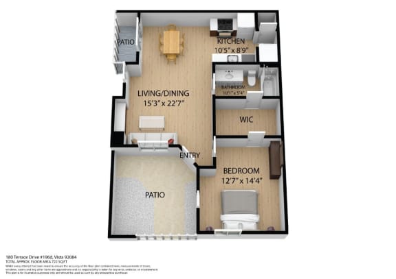 Floor Plan  Unit 196 at Sunset Cliffs Apartments, Vista, California