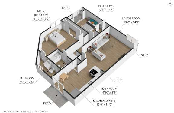 2 bed 2 bath at Ocean Breeze Terrace Apartment, Huntington Beach, California