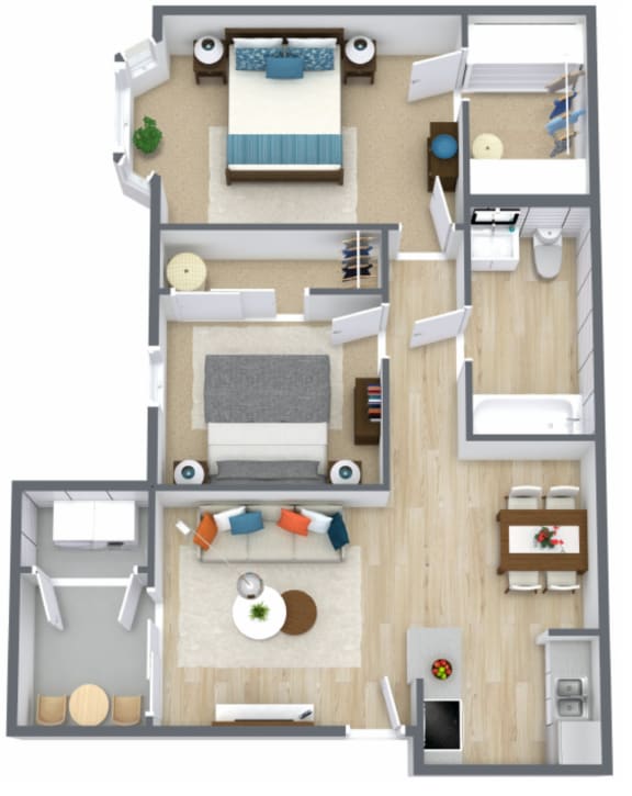 a floor plan of a house with a bedroom and a living room