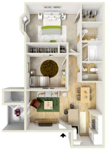 a floor plan of a house with a bedroom and a living room