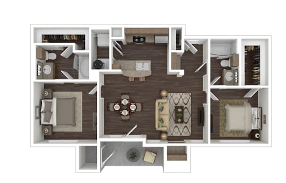 Floor Plan  a 3d floor plan of a house with a bedroom and a living room