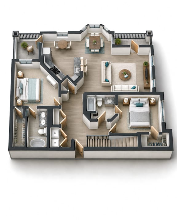 A top-down view of a house layout with labeled rooms.