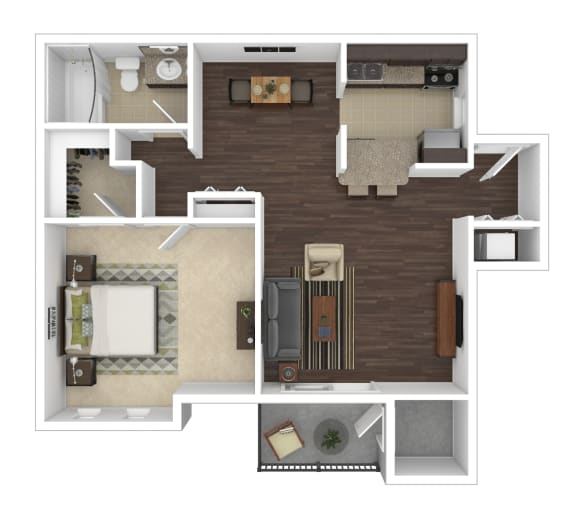 Floor Plan  A 1 bedroom and 1 bathroom apartment