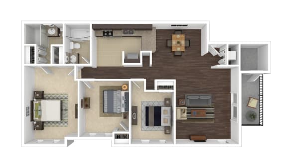 A 3 Bedroom and 2 Bathroom Apartment