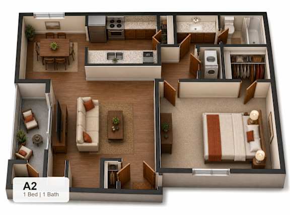 Floor Plan  A 2 bedroom apartment with 1 bathroom.