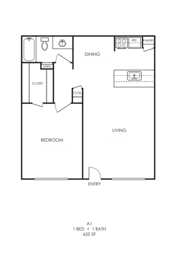 a floor plan of a 1 bedroom floor plan
