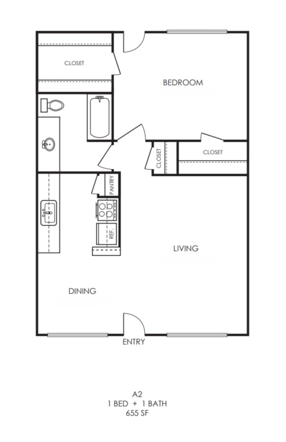 an illustration of a 1 bedroom floor plan