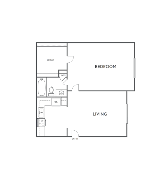 Floor Plan  1 Bedroom Floor Plan at The Sidney, Sherman