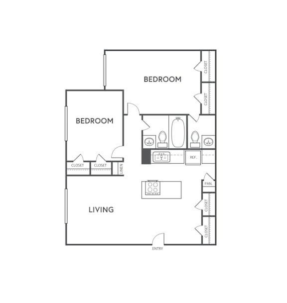 2 Bedroom Floor Plan at The Sidney, Texas