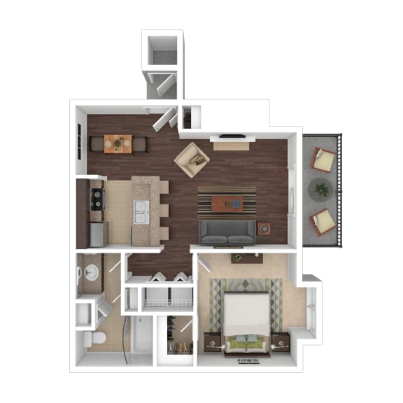 Floor Plan  A 1 bedroom and 1 bathroom apartment