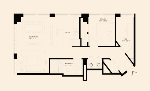 a one bedroom floor plan