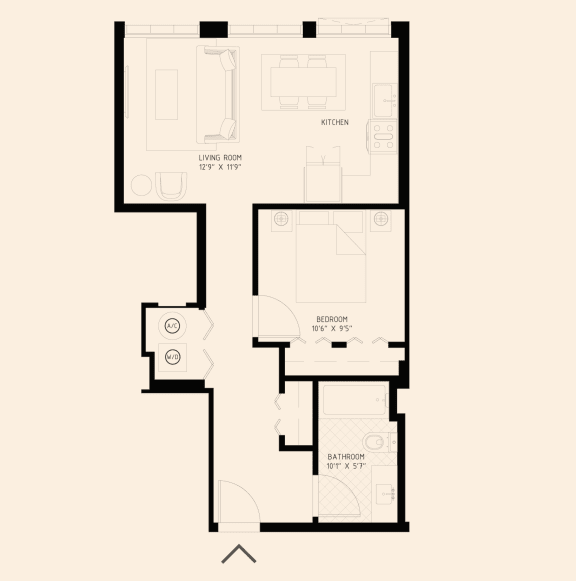 the floor plan of a 1 bedroom floor plan