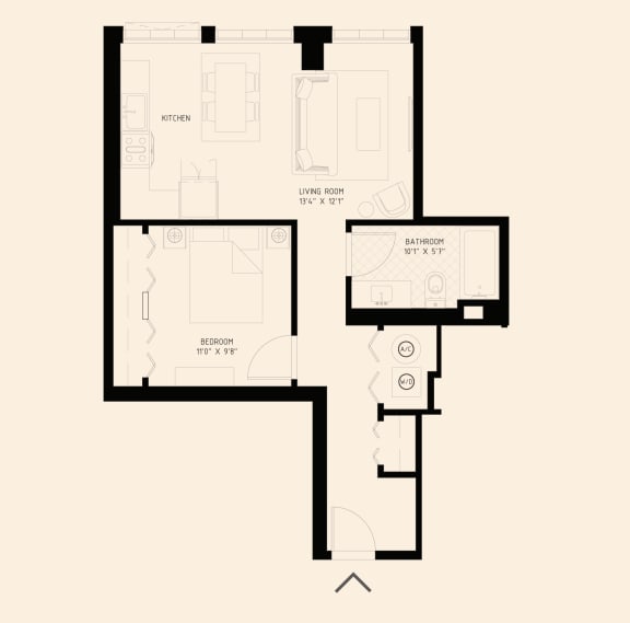 the plan of a one bedroom floor floor plan