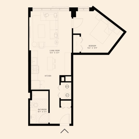 the floor plan of a 1 bedroom floor plan for an apartment