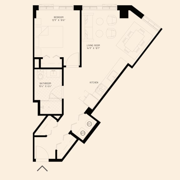 a one bedroom floor plan