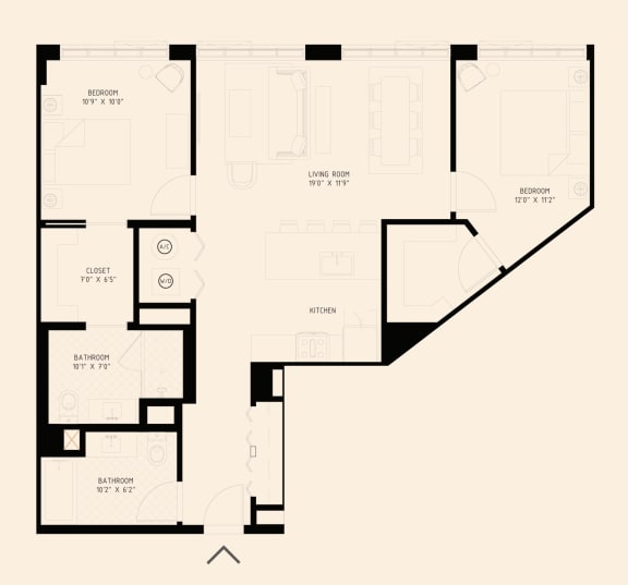 a two bedroom floor plan