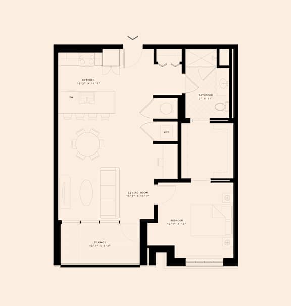 Memoir May Hosiery New Apartments in Nashville, Tennessee One Bedroom Floor Plan