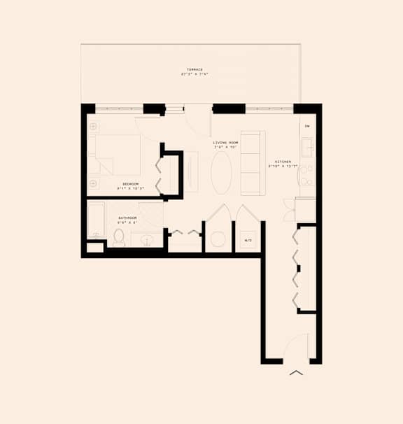 Memoir May Hosiery New Apartments in Nashville, Tennessee One Bedroom Floor Plan