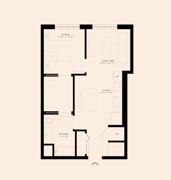 Memoir May Hosiery New Apartments in Nashville, Tennessee One Bedroom Floor Plan