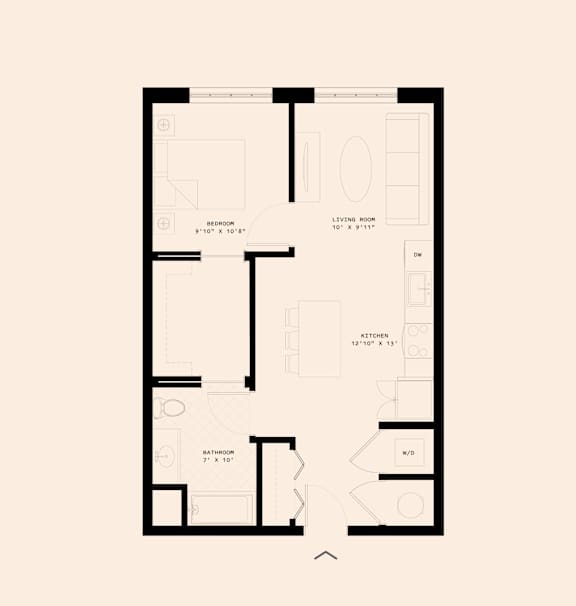 Memoir May Hosiery New Apartments in Nashville, Tennessee One Bedroom Floor Plan