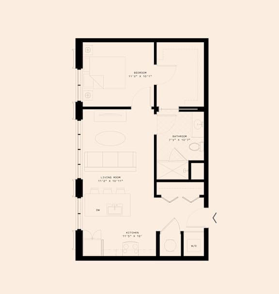 Memoir May Hosiery New Apartments in Nashville, Tennessee One Bedroom Floor Plan