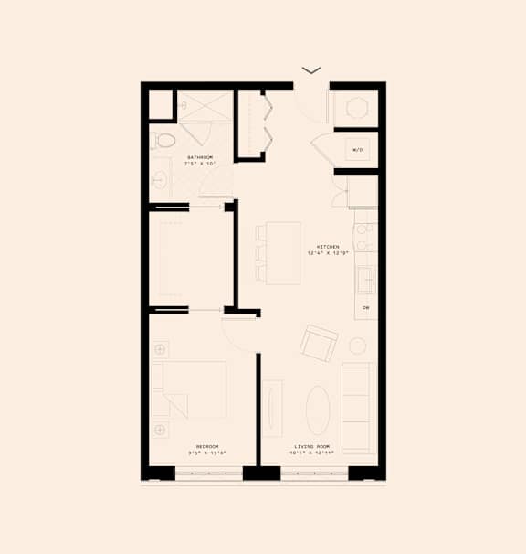 Memoir May Hosiery New Apartments in Nashville, Tennessee One Bedroom Floor Plan