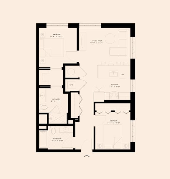 Memoir May Hosiery New Apartments in Nashville, Tennessee Two Bedroom Floor Plan