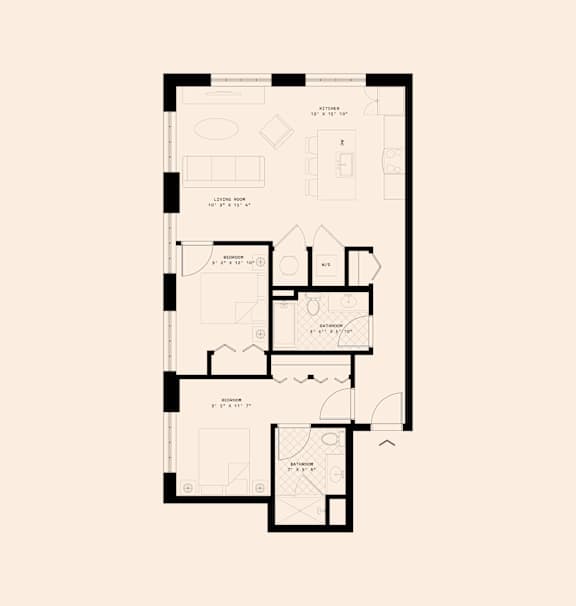 Memoir May Hosiery New Apartments in Nashville, Tennessee Two Bedroom Floor Plan