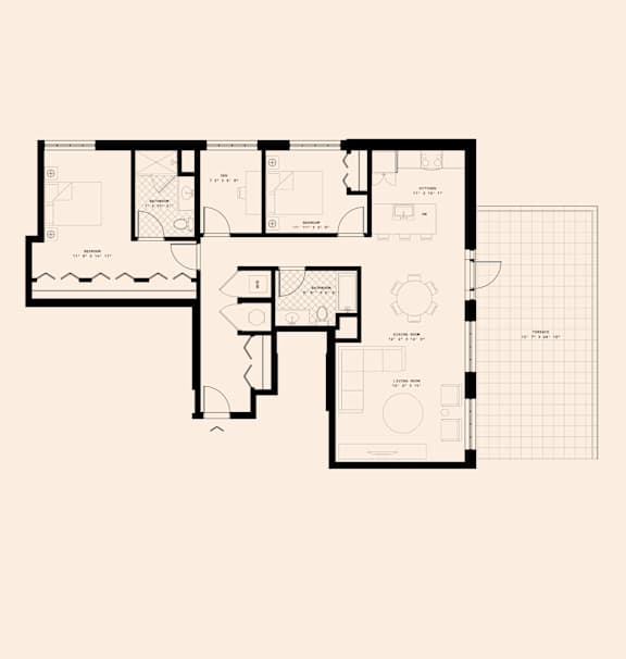 Memoir May Hosiery New Apartments in Nashville, Tennessee Two Bedroom Floor Plan