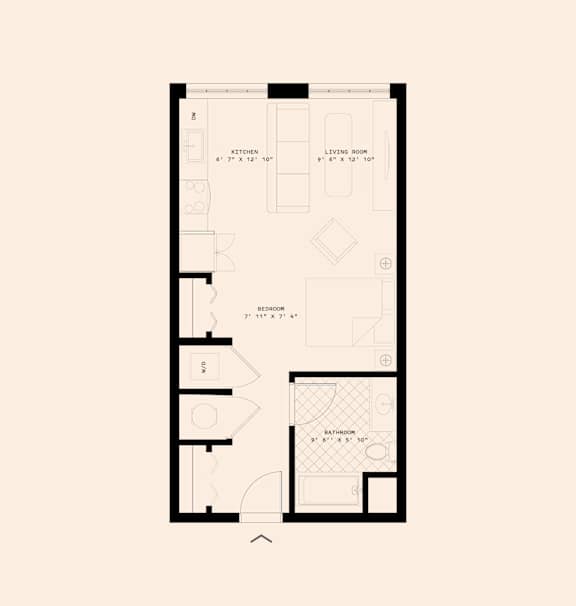 Memoir May Hosiery New Apartments in Nashville, Tennessee Studio Floor Plan