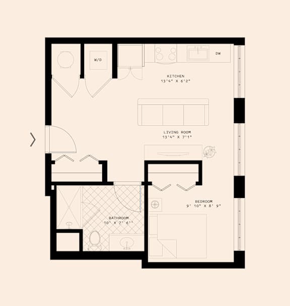 Memoir May Hosiery New Apartments in Nashville, Tennessee Studio Floor Plan