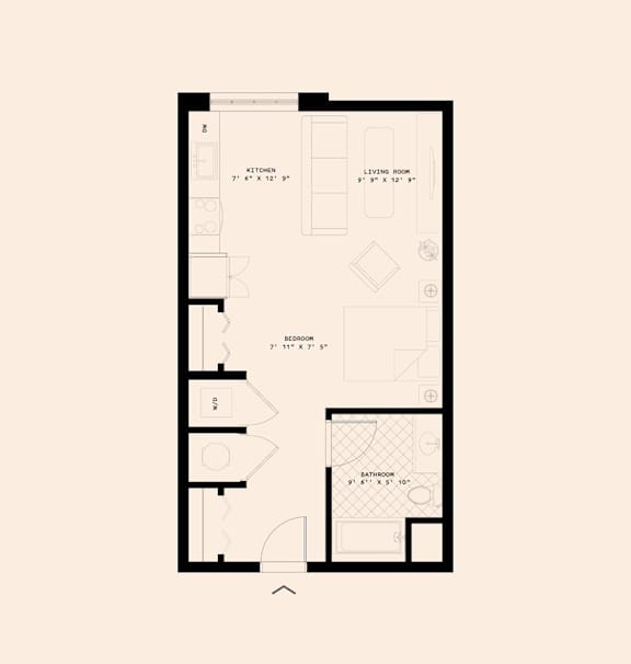 Memoir May Hosiery New Apartments in Nashville, Tennessee Studio Floor Plan