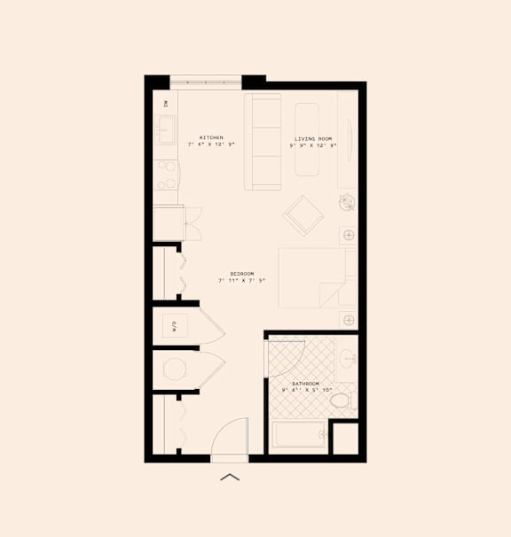 Memoir May Hosiery New Apartments in Nashville, Tennessee Studio Floor Plan