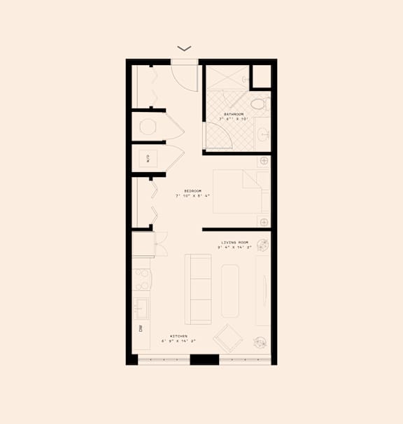 Memoir May Hosiery New Apartments in Nashville, Tennessee Studio Floor Plan