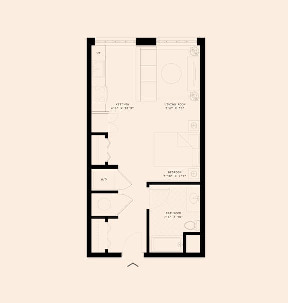 Memoir May Hosiery New Apartments in Nashville, Tennessee Studio Floor Plan