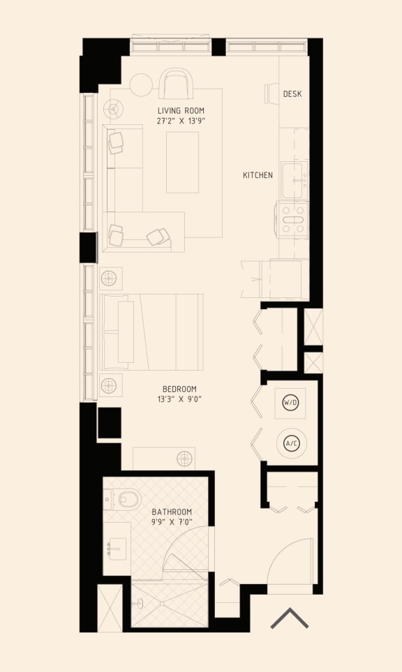 the floor plan of a studio