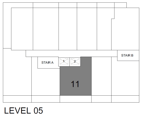 a diagram of a floor plan with a star and a number 11 on it