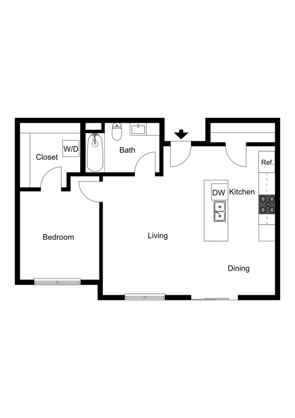 The Mona: 1 Bed 1 Bath S Apartment 2D Floor Plan
