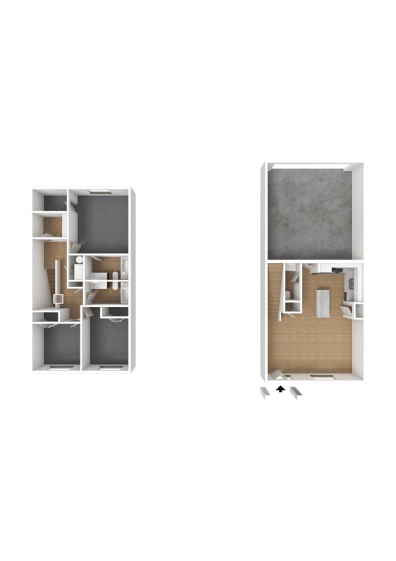 Aurinko 3 Bed 2.5 Townhome 3DU Floor Plan