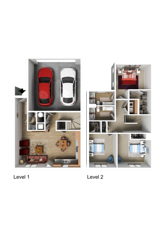 VALO at Olive Plaza | Townhome 3D Floor Plan