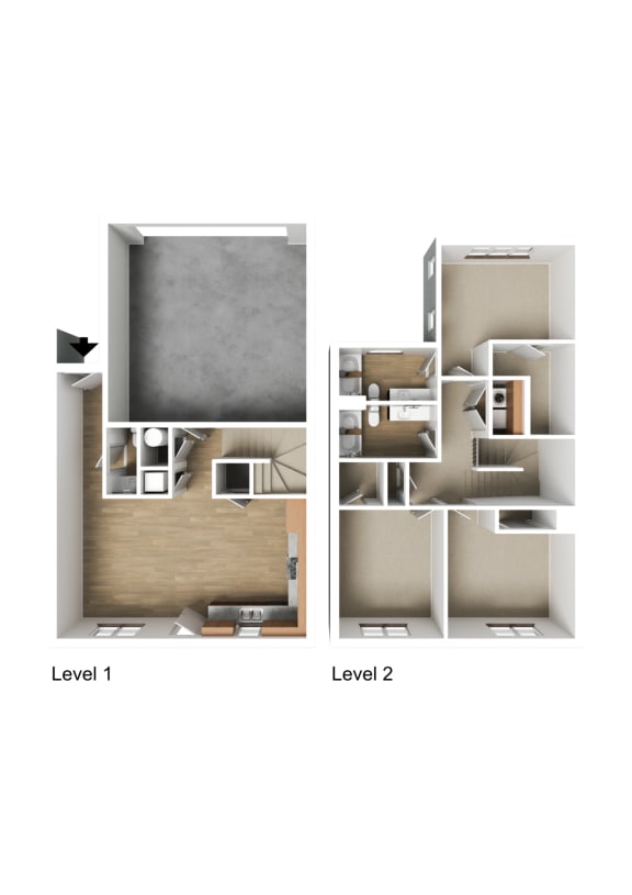 Floor Plan  VALO at Olive Plaza | Townhome 3D Floor Plan