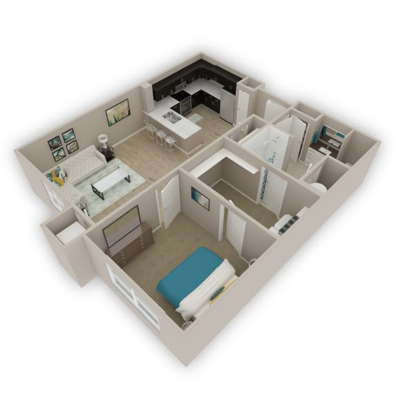 Floor Plan  Cornwell 1 Bed 1 Bath 3DF Floor Plan 1
