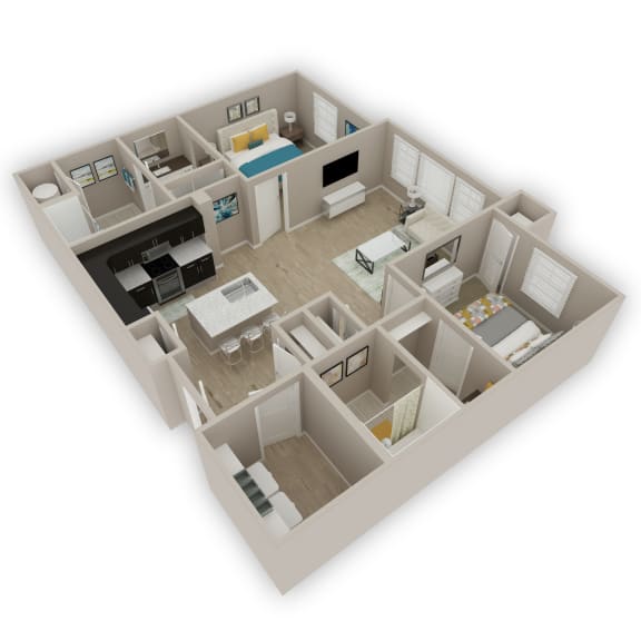 Niblock 2 Bed 2 Bath 3DF Floor Plan 4