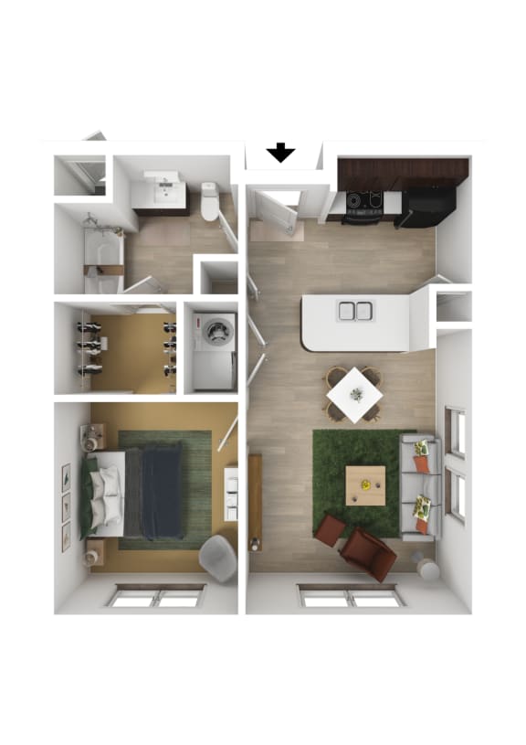 Floor Plan  Greenhill at Riverdale | 1 Bed 1 Bath Apartment | 3D Floor Plan