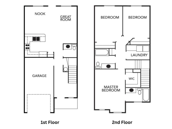 Floor Plan  Angel&#x27;s Landing 3 Bed 2.5 Bath Townhome With Attached Garage Floor Plan - Second Floor