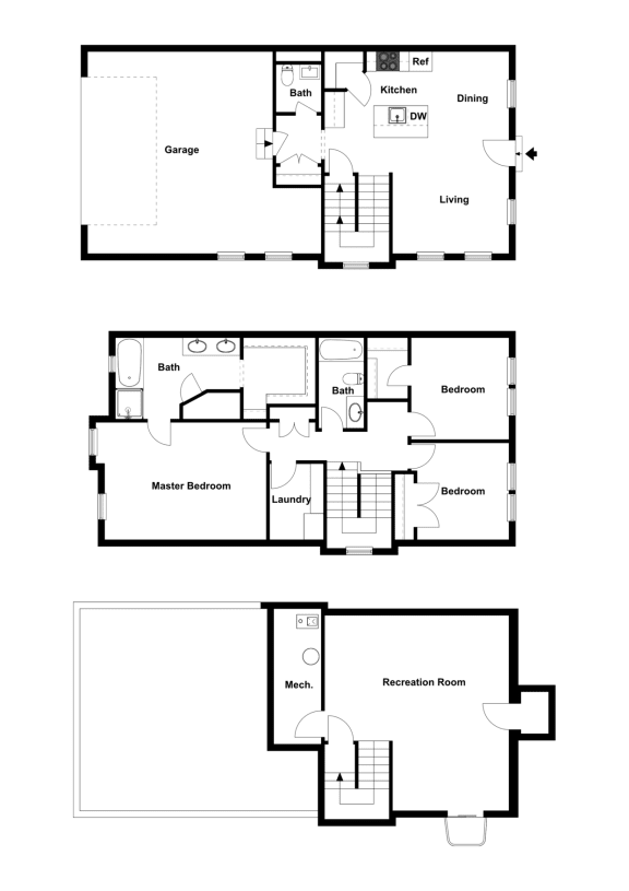 Box Elder 3 Bed 2.5 Bath Townhome 2D Floor Plan