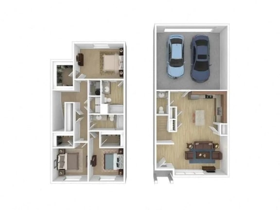 Floor Plan  a floor plan of a townhome with a car garage at Calla Homes in Milcreek, UT