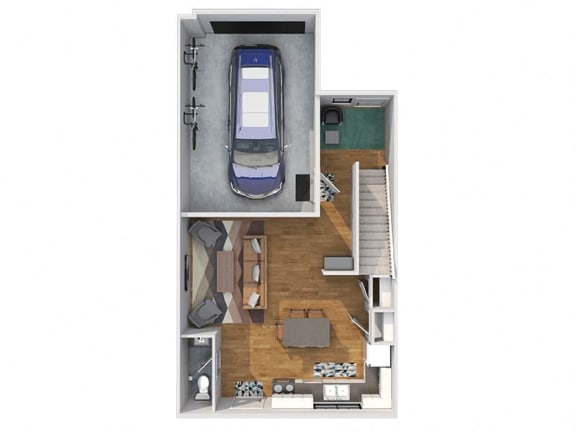 a digital rendering of the a floorplan for a townhome at Calla Homes in Milcreek, UT