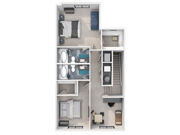 a digital rendering of the a floorplan for a townhome at Calla Homes in Milcreek, UT