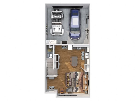 a digital rendering of the a floorplan for a townhome at Calla Homes in Milcreek, UT
